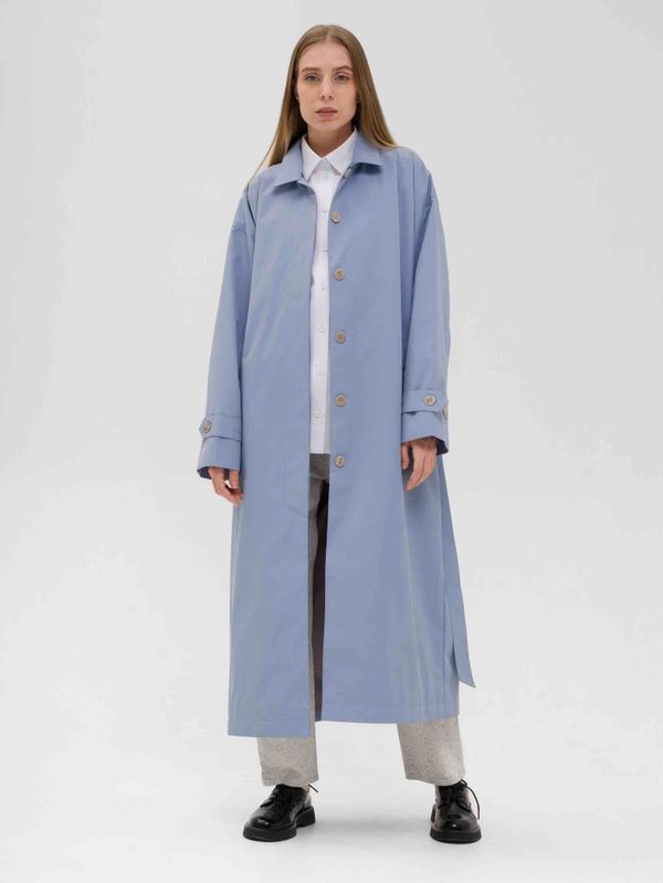 Плащ Длинный Женский Голубой - фото 3