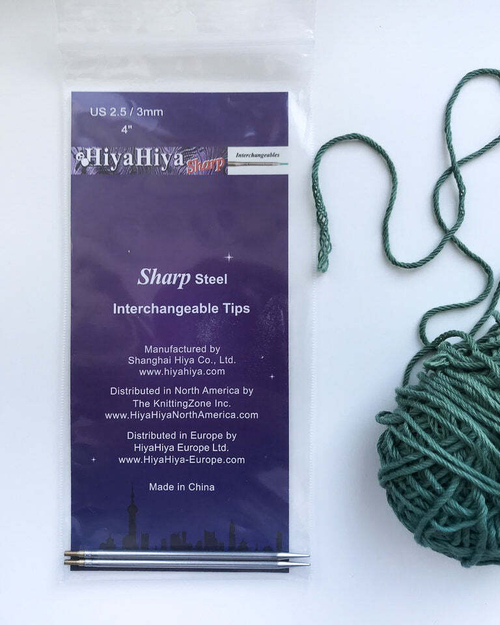 HiyaHiya Sharp Steel Interchangeable Tips 4"/Спицы укороченные (10 см) с особо ОСТРЫМИ кончиками