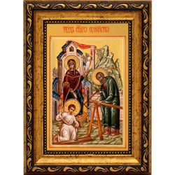 Труд Святого семейства. Икона на холсте.
