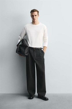 ZARA МЕРСЕРИЗОВАННАЯ ФУТБОЛКА С ДЛИННЫМИ РУКАВАМИ — LIMITED EDITION, БЕЛЫЙ