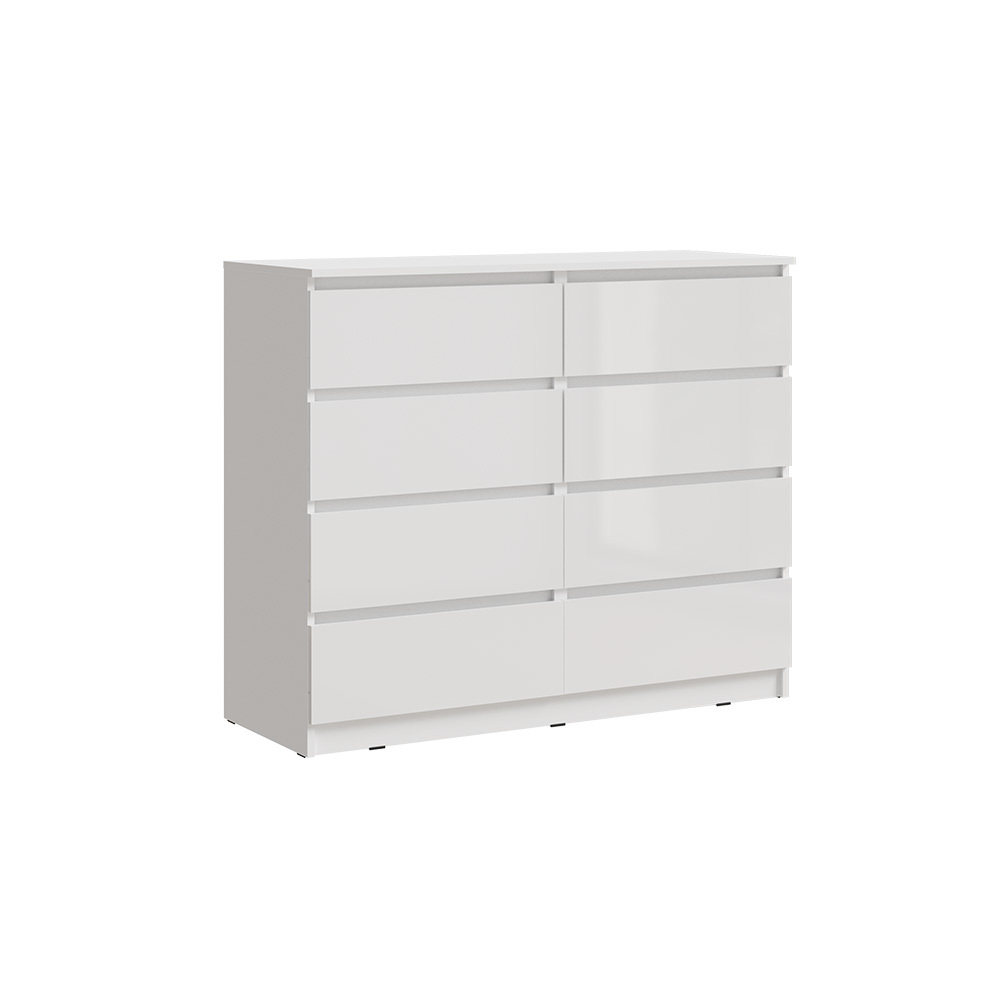 Комод Челси (8 ящиков), Белый глянец холодный, Белый