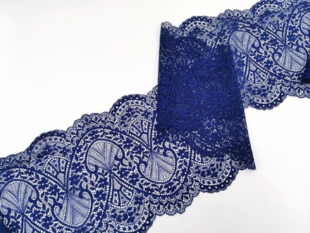 Эластичное кружево, 17см, темно-синее, (Арт: EK-2616), м