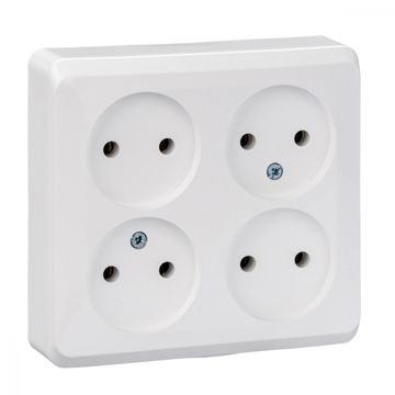 Розетка белорусская 4-местная о/п б/з бел. 16А 220В