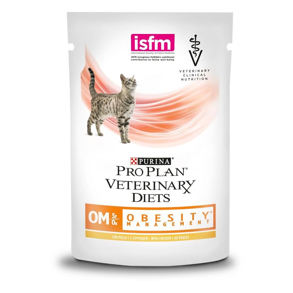 Влажный корм Pro Plan Veterinary Diets OM St/Ox для кошек для снижения избыточной массы тела, с курицей, Пауч 85 г