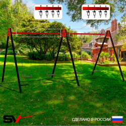 Уличные качели Sv Sport Maxi х 2 УК302.2В4 (6.0м/Деревянные 4шт/Подвесы на втулке 4к)
