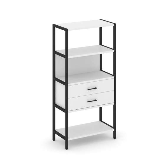 Shelf System Односекционный стеллаж четырехярусный с ящиками SN.STM-412 Белый/Металл Черный 810*400*