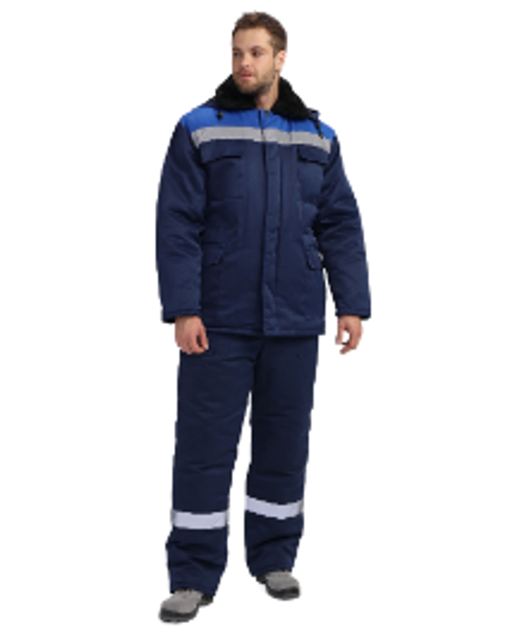 Куртка зимняя Стандарт (тк.Смесовая,210), т.синий/васильковый