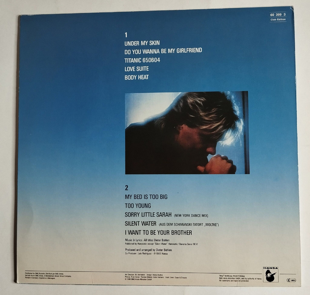 Винтажная виниловая пластинка LP Blue System Body Heat (Germany 1988) (Club Edition)