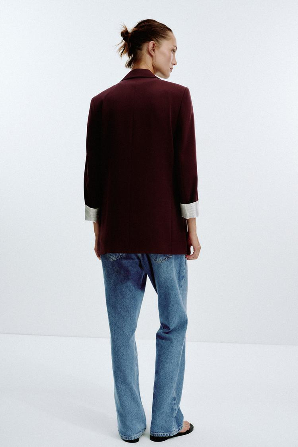 ZARA БЛЕЙЗЕР С МАНЖЕТАМИ С ПРИНТОМ, БОРДОВЫЙ