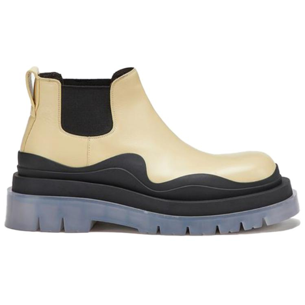Bottega Veneta Tire Top Grain Cow Leather Ankle Length Chelsea Boots Men"s Yellow