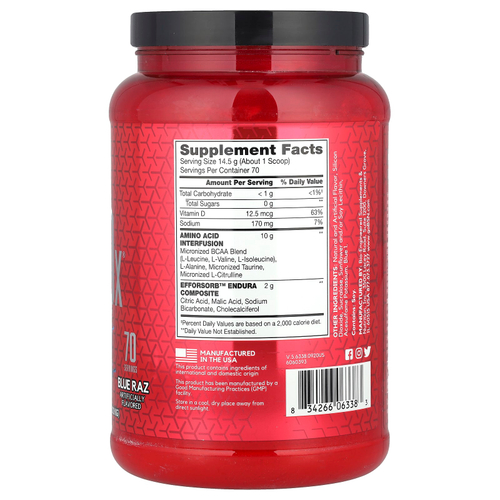 BSN, AminoX®, Endurance & Recovery, Blue Raz, 1,02 кг (2,24 фунта)