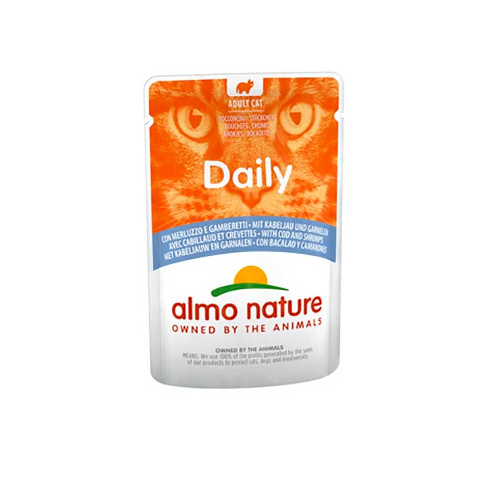 Almo Nature консервы для кошек &quot;Daily&quot; с треской и креветками 70 г пакетик