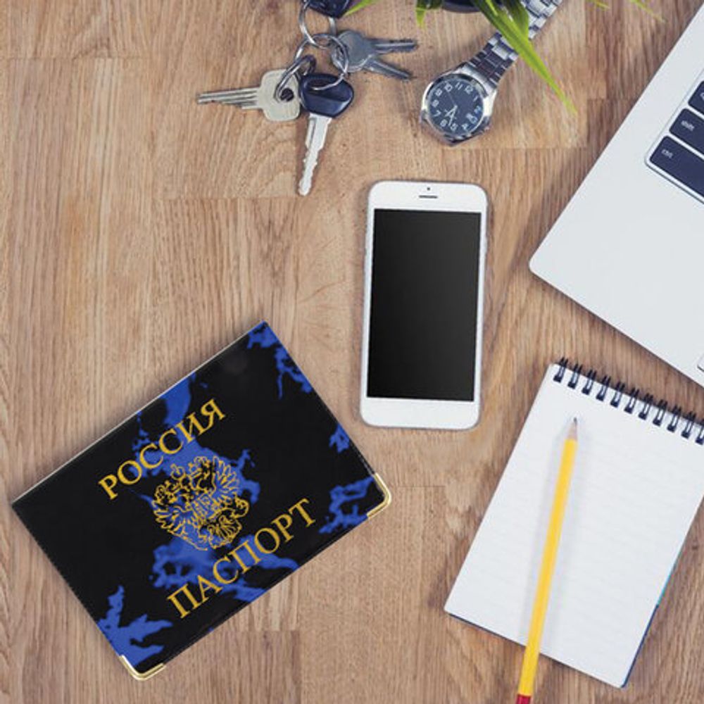 Обложка для паспорта, тиснение "Герб", ПВХ, ассорти, 1шт, STAFF, 237580