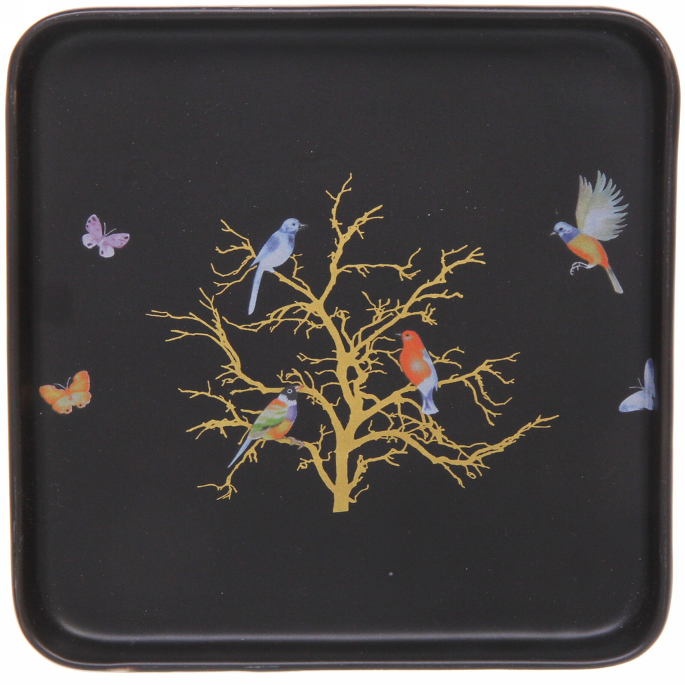 Тарелка керамическая «Райский сад» 15*15*2см, черная