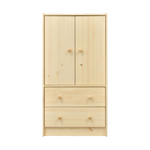 Комод 62х30х120, Раст, с 2 ящиками для одежды, с дверцами и полкой, массив сосны, прозрачный лак, IKEA