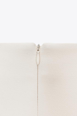 ZARA ЮБКА-МИДИ ИЗ КРЕПА С РЕМНЕМ, ЭКРЮ