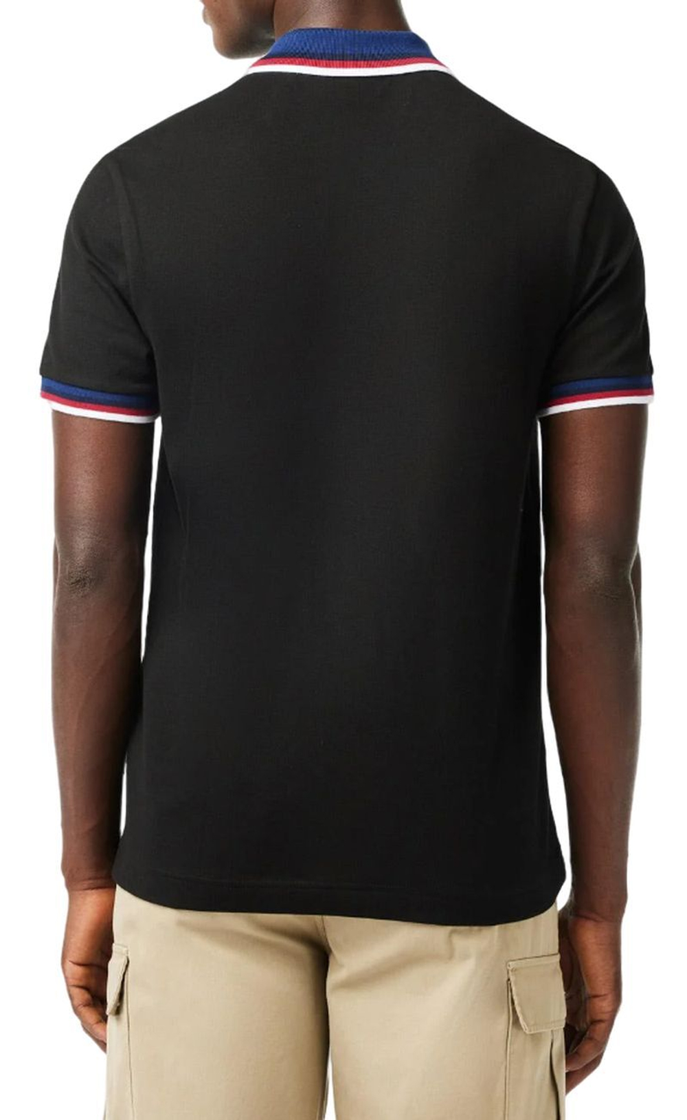 Мужское теннисное поло Lacoste Regular Fit Stretch Cotton Piqué Contrast Collar Polo Shirt - черный