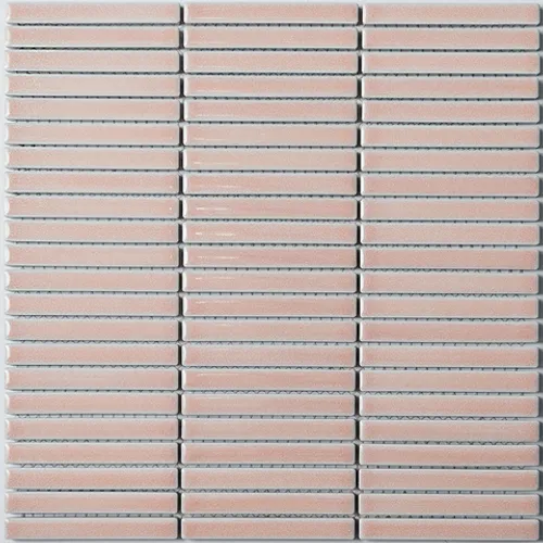 Мозаичная плитка из керамики R-326 Rustic глянцевая структурированная розовый