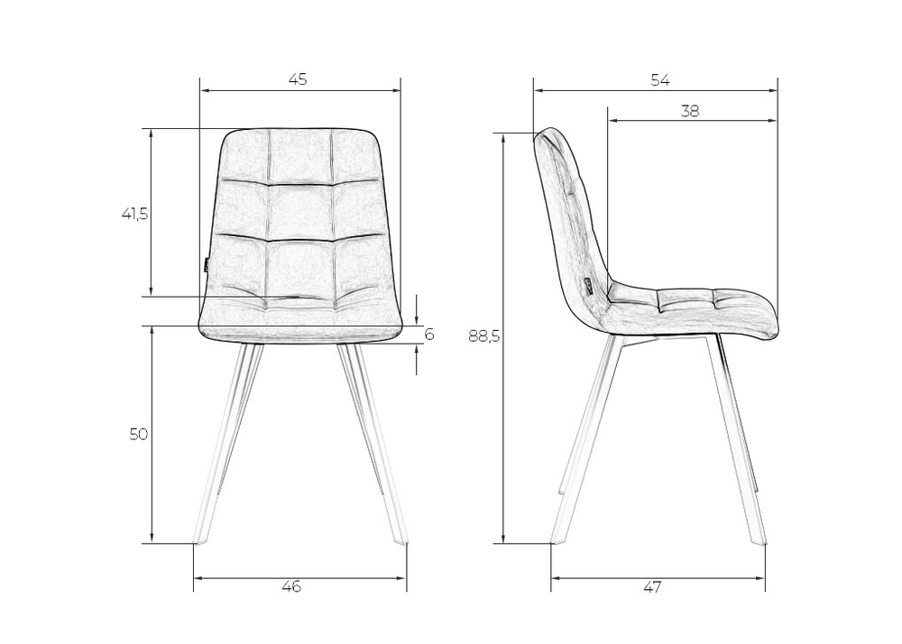Стул обеденный DOBRIN ALEX SQUARE, белые ножки, мята ткань (UF860-11B)