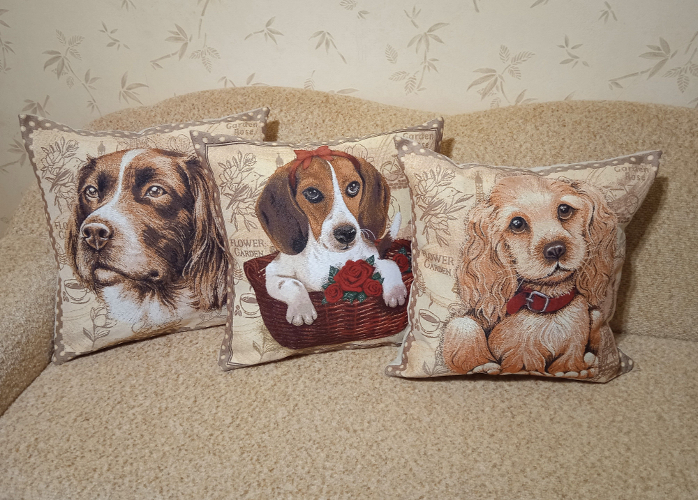 Декоративный гобеленовый чехол для интерьерной подушки Кокер Спаниель 47х47