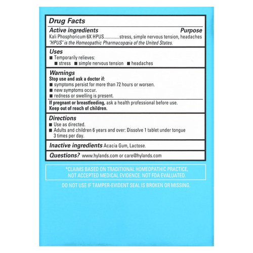 Hyland's Naturals, Cell Salt # 6, Kali Phos 6X, 100 быстрорастворимых таблеток