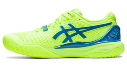 Женские теннисные кроссовки Asics Gel-Resolution 9 - hazard green/reborn blue