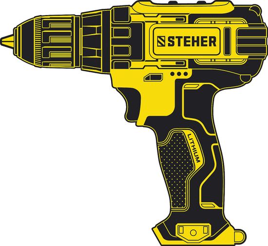 Дрель-шуруповерт STEHER CD-200-1, 1 АКБ, 20 В, кейс