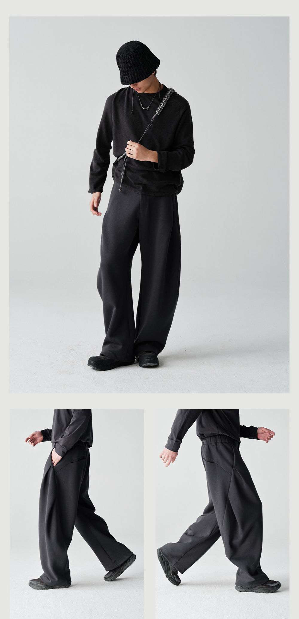 Брюки Nothomme Blue Cotton Pleated Structure Far-Infrared Heating Warm Oversized Curved Trousers 2026 Spring 5A Antibacterial Sweatpants Men