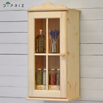 Шкаф навесной Бритта 1 дверь с карнизом из массива сосны для кухни и ванной, в натуральной отделке