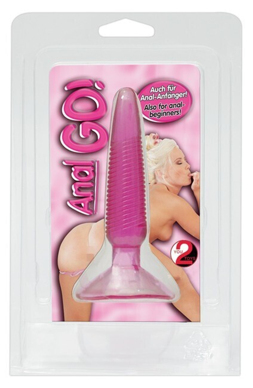 Узкая рельефная пробочка на присоске Anal Go (Цвет: малиновый)