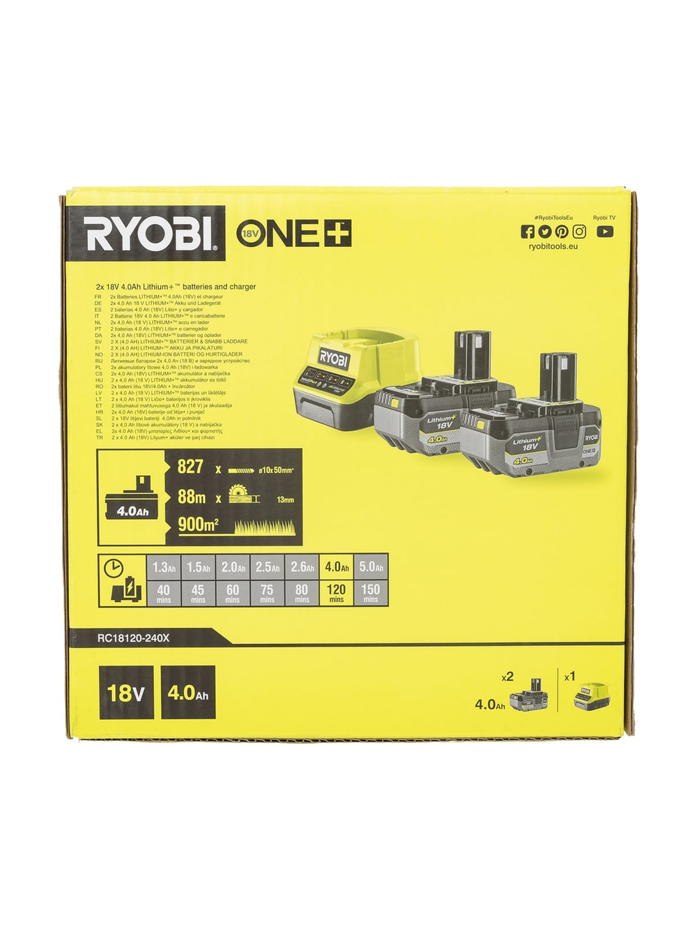 Набор 2xRB1840X + RC18120 RC18120-240X (18В; 4 Ач)  Ryobi 5133005092
