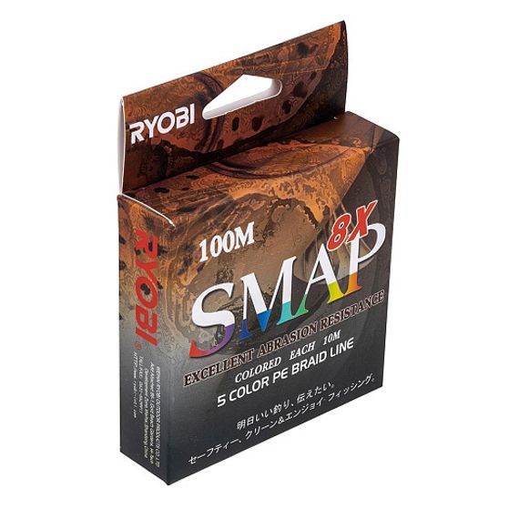 Шнур SMAP PE8X-100M 2.0# Multi Colour 0,235мм Ryobi
