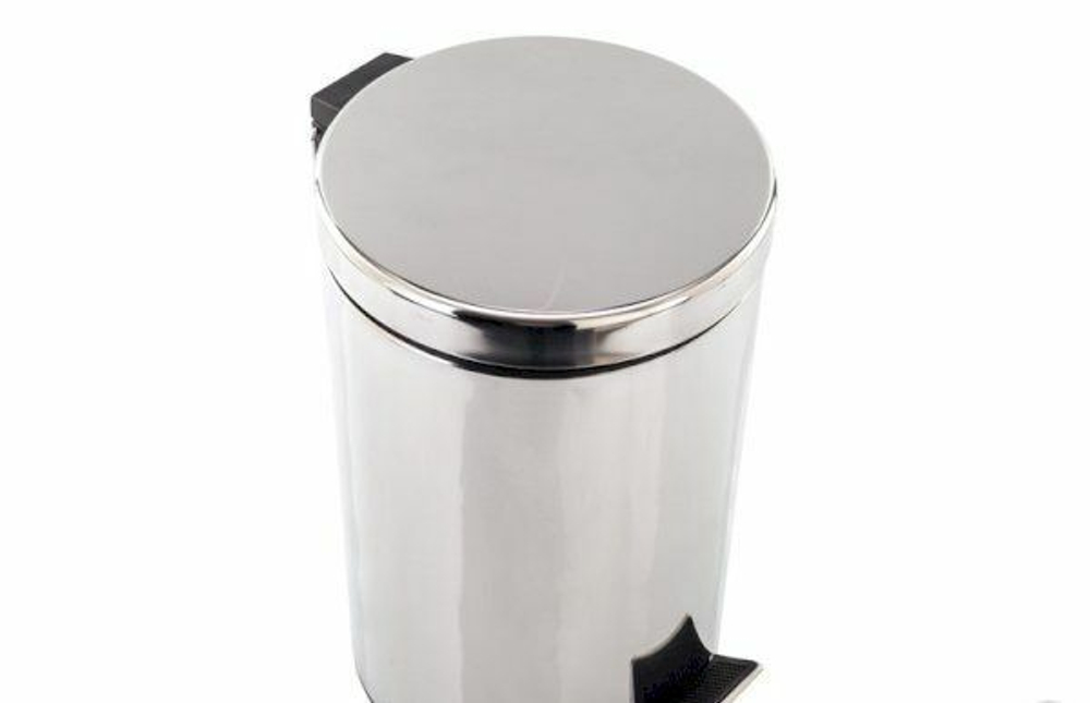 Ведро для мусора с педалью 12 литров, хром