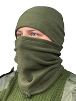 Флисовая шапка и бафф олива