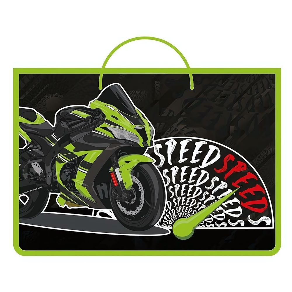 Папка А4 пласт, ручки-тесьма 335/235/55 "Green bike 2024" (Пчелка)