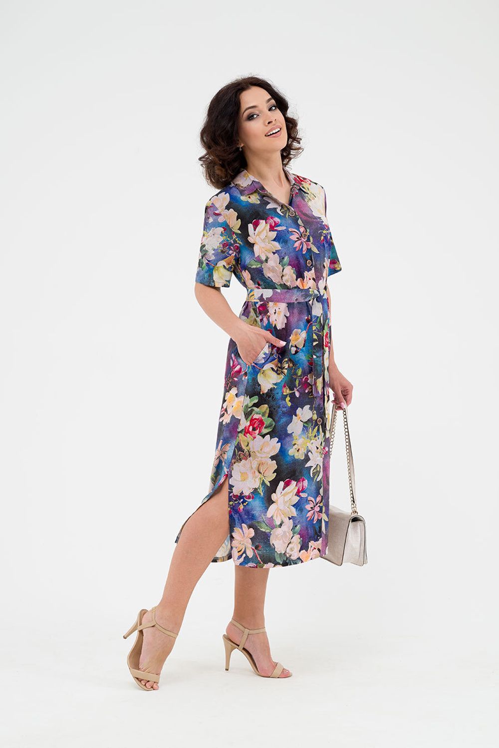 Платье-рубашка Джорджия (46-56) Serenada цветы (Акция)