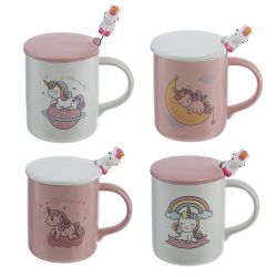 GAEM Кружка с крышкой и ложкой, 350 мл, L11,5 W8 H9,5 см, 4в.