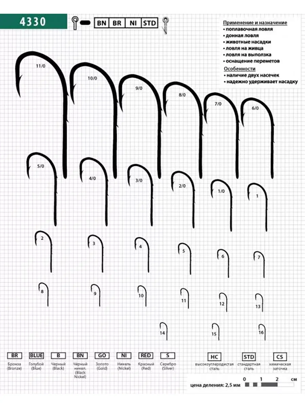 Крючки для рыбалки Maruto 4330 BN №04 упк по 10 шт
