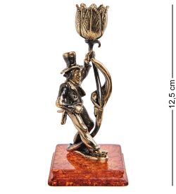 AM-1231 Подсвечник «Трубочист» (латунь, янтарь)