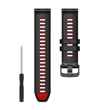 Ремешок силиконовый для Garmin Forerunner 970 / 965 / 955 / 745 (Черный Красный)