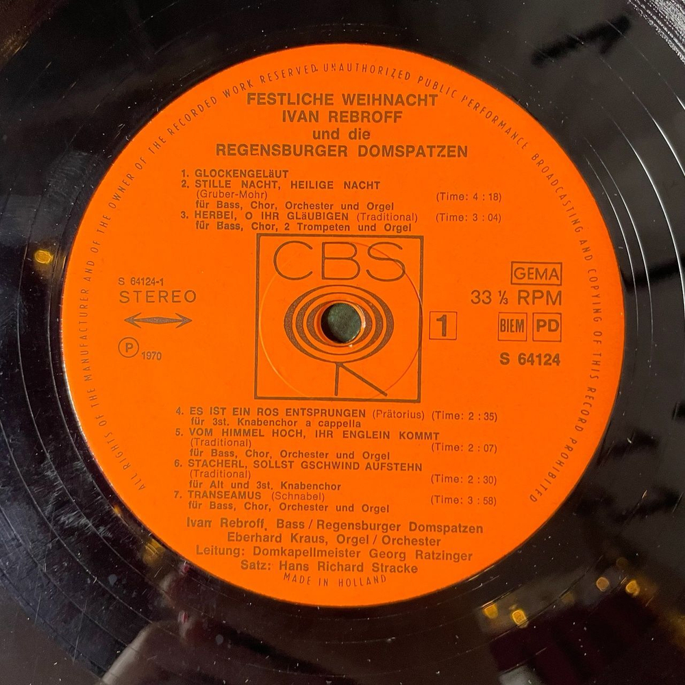 Винтажная виниловая пластинка LP Ivan Rebroff Иван Ребров Und Die Regensburger Domspatzen Festliche Weihnacht (Holland 1970)
