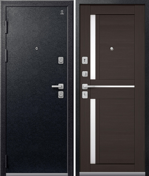 Входная дверь Центурион C-102 Чёрный муар - Лиственница тёмная