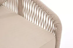 "Канны" левый модуль плетеный из роупа, каркас алюминий белый муар, роуп бежевый круглый, ткань бежевая 15052