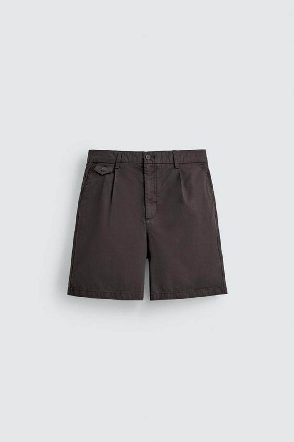 ZARA ШОРТЫ REGULAR FIT СО СКЛАДКАМИ, КОРИЧНЕВЫЙ