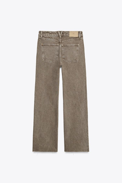 ZARA ДЖИНСЫ С ВЫСОКОЙ ПОСАДКОЙ Z1975 STRAIGHT ANKLE LENGTH, КОРИЧНЕВЫЙ С МЕЛАНЖЕВЫМ ЭФФЕКТОМ