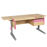 Растущая парта с навесной тумбой и короткой боковой полкой Дэми СУТ 25-04-БК1 (1500×610 мм)