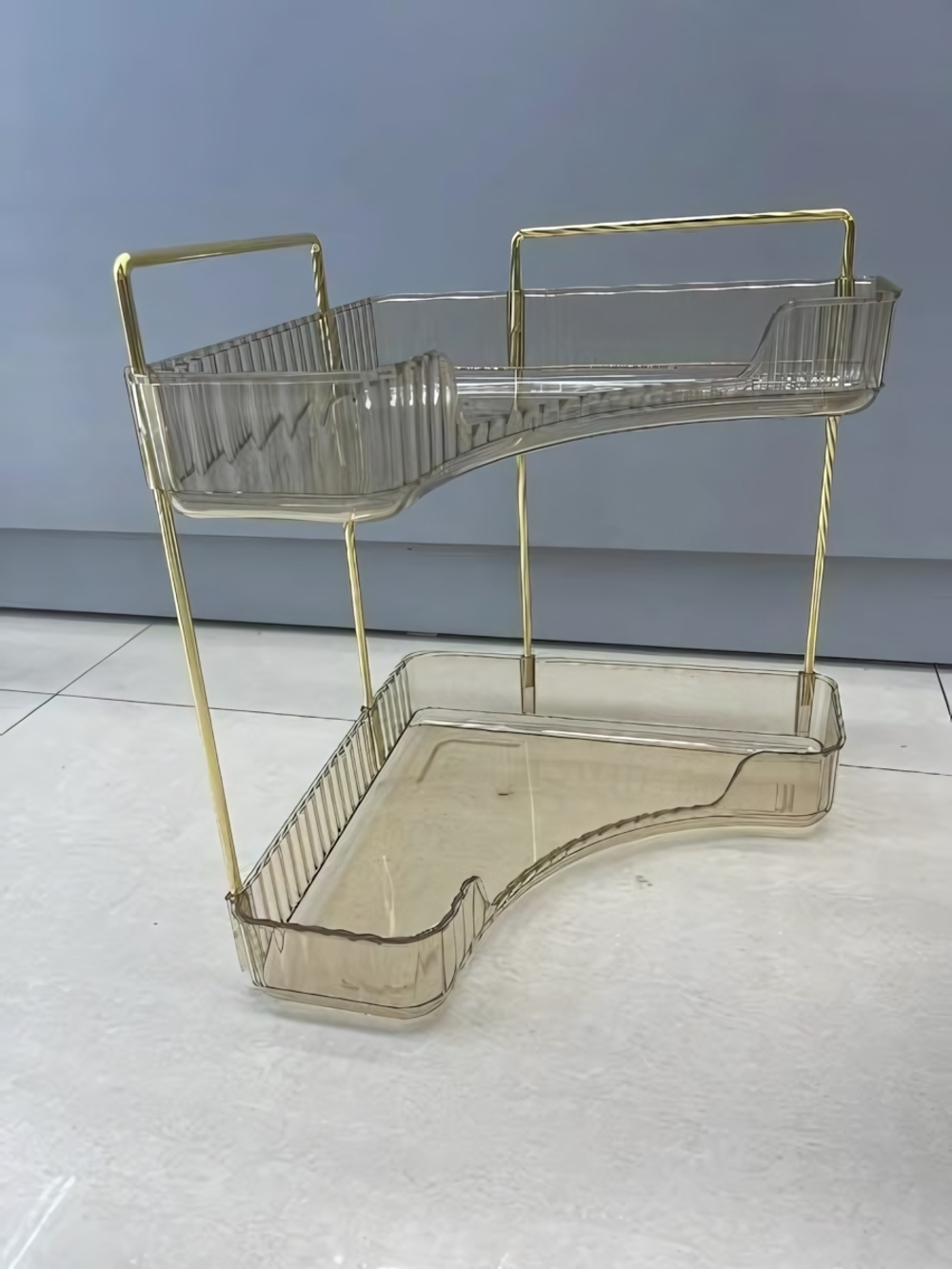 Полка для ванны угловая тройная «Фреш»бежевая 25,7х44,5х25,7см