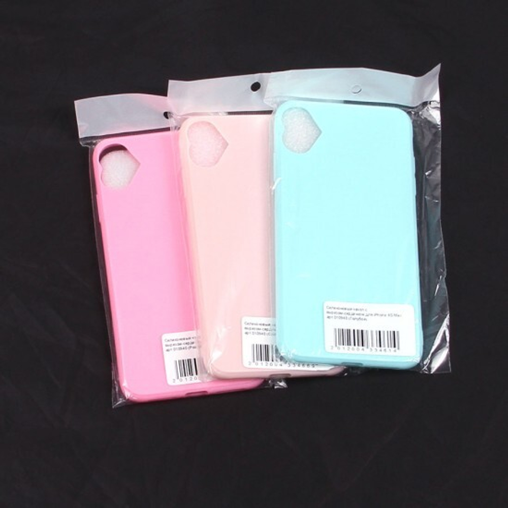 Силиконовый чехол с вырезом-сердечком для iPhone XS Max, 010940 Светло-розовый