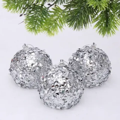 Новогодние шары «GLAME - Волшебный блеск» 8 см (набор 3 шт), Серебро
