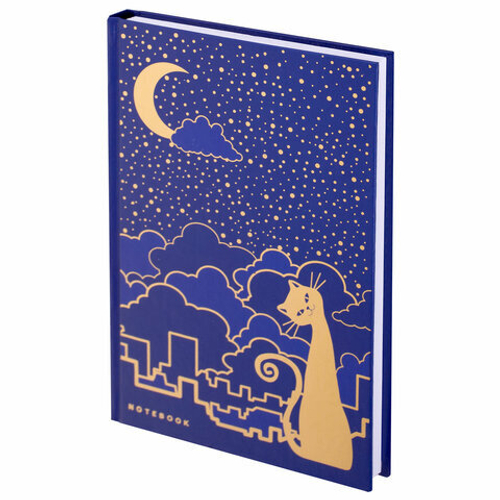 Блокнот А5 134х206мм, 80л, твердый, клетка, тиснение фольгой, BRAUBERG, Кошечка, 126051